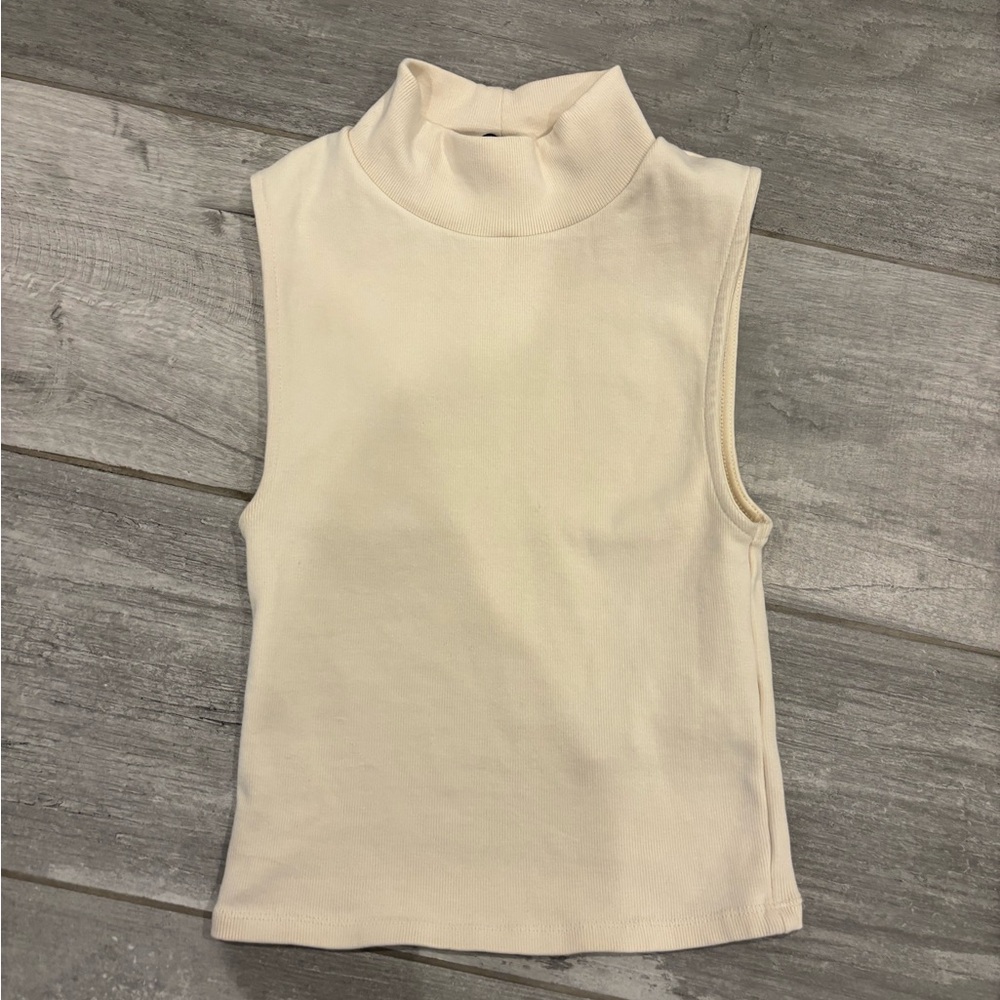 Zara Cream Mock Neck Top